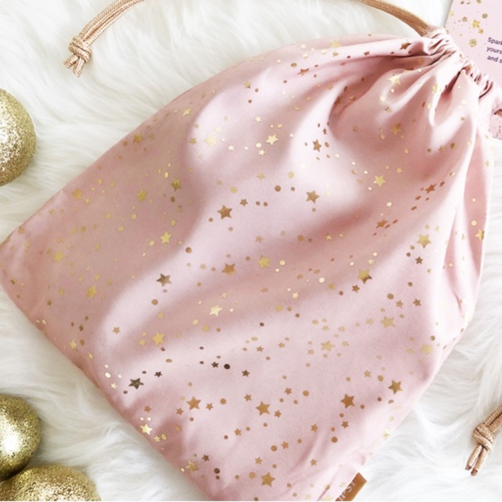 Ipsy ‘Time To Shine’ Sparkly Metallic Blush Pink Cosmetics Glam Bag Pouch